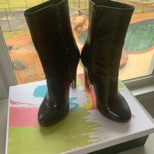 FSJ Retro Chunky High Heel in Black Matte